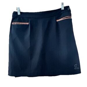 E P Pro Ko Olina Black Golf Skort Leather Trim Pockets Sz 4 Pickle Ball Golf